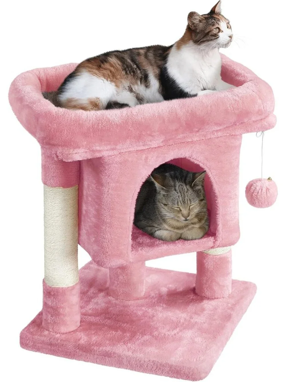 New 23.5in Cat Tree Tower, Pink Condo with Sisal Scratching Posts for Cats